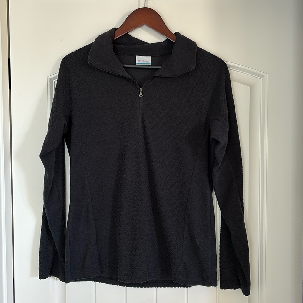 Columbia Black Waffle Knit Base Layer‎ 1/4 Zip Fleece Jacket Women’s Size Medium